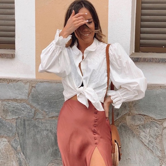 Zara Embroidered Poplin Blouse NWT - Picture 15 of 16